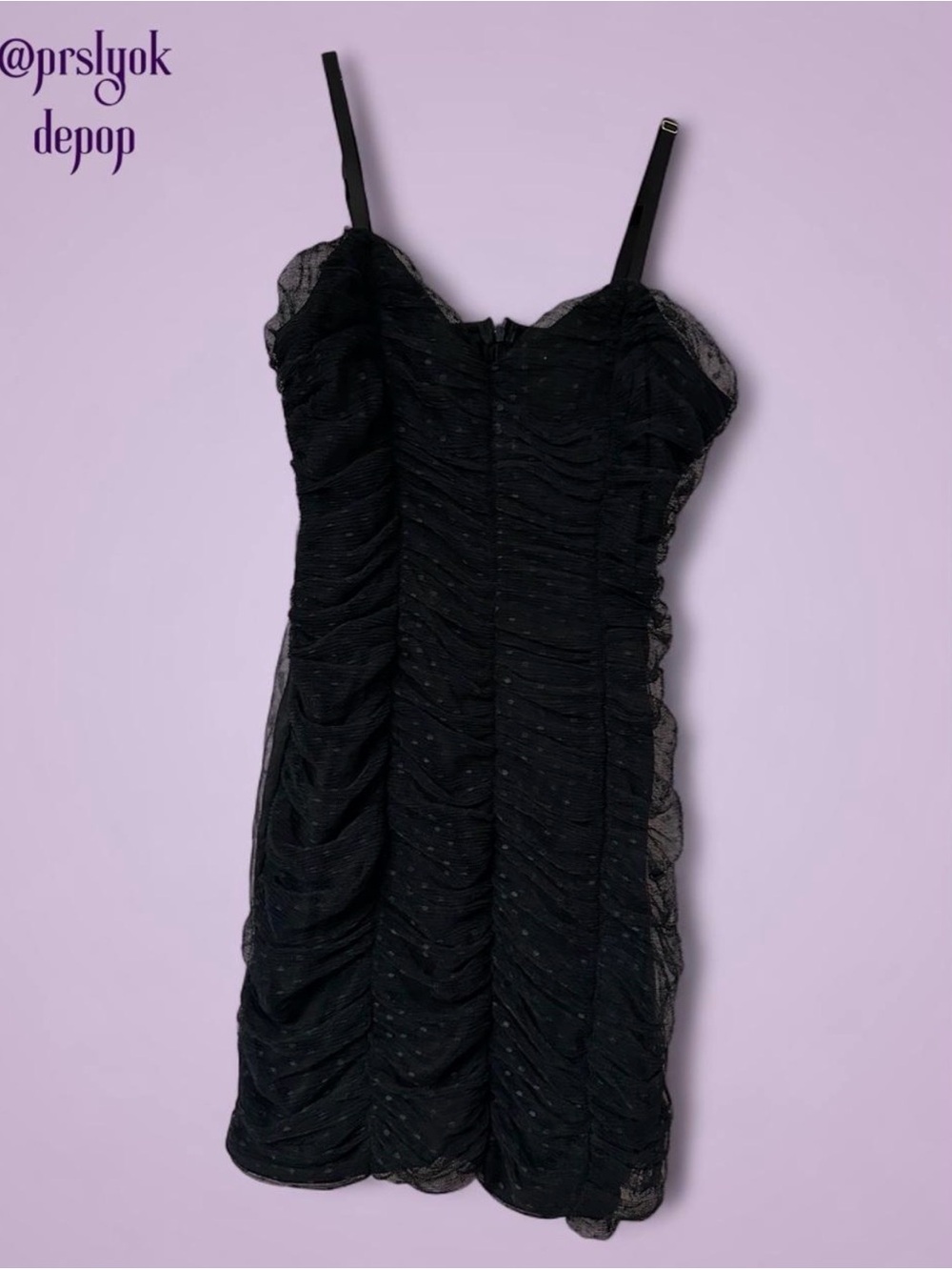 Haute Monde Black Ruffle Polka Dot Mini Dress - M